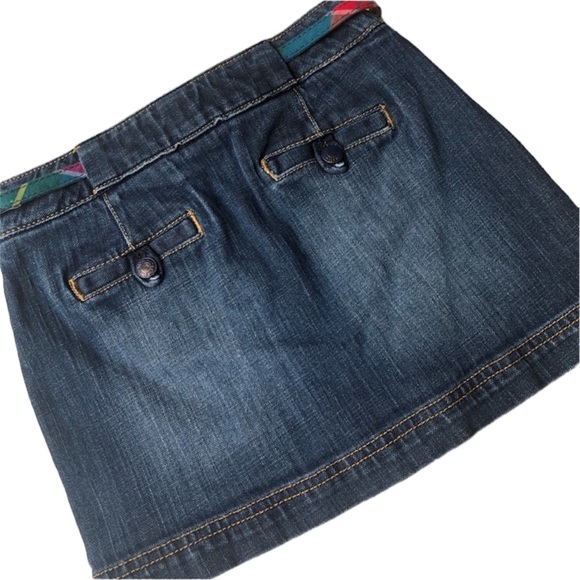 Tommy Hilfiger Button Fly Denim Skirt with Plaid Belt Girls Size 6 - Picture 2 of 6